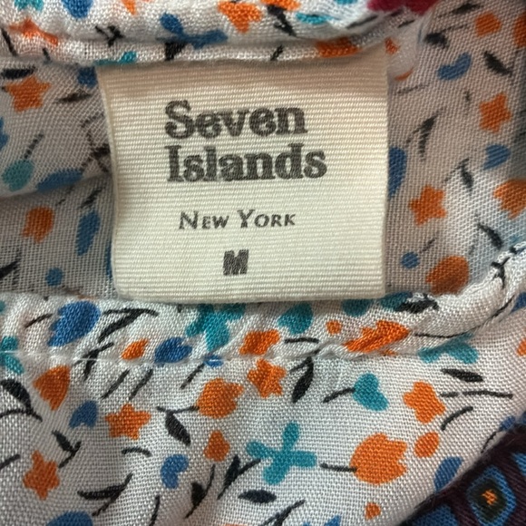 Seven Islands Sun Dress Asymmetrical Adjustable Straps Beach Colorful Floral Med - Picture 4 of 6